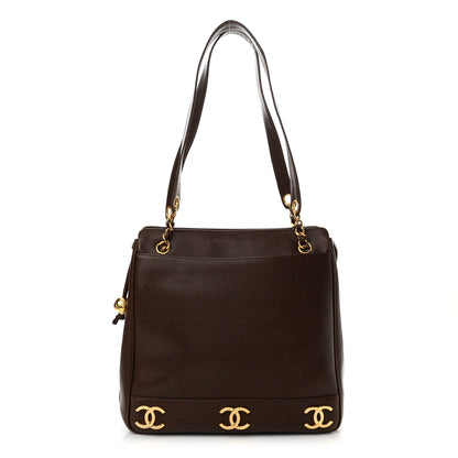Chanel Caviar CC Shoulder Bag Dark Brown 1 of 14