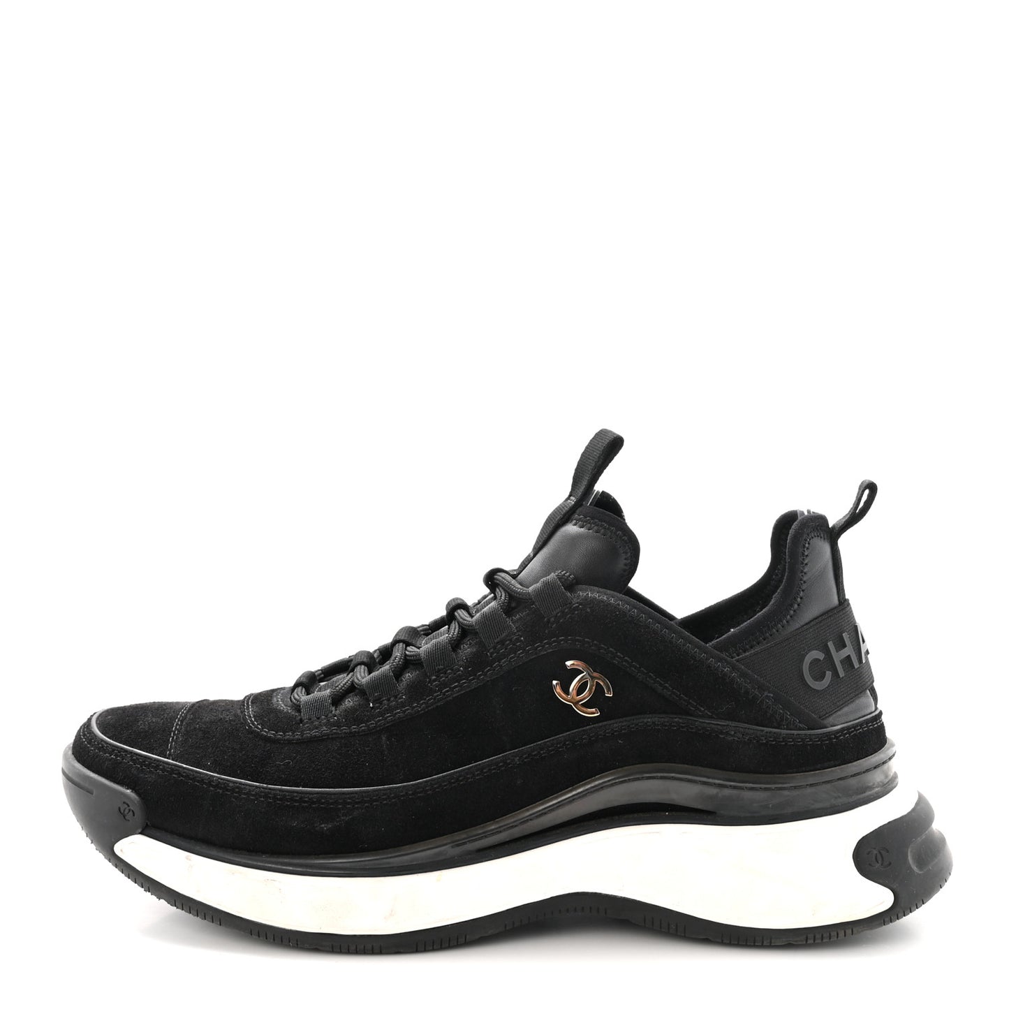 Suede Calfskin Nylon Grosgrain CC Sneakers 41 Black