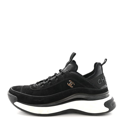 Chanel Suede Calfskin Nylon Grosgrain CC Sneakers 41 Black 1 of 9