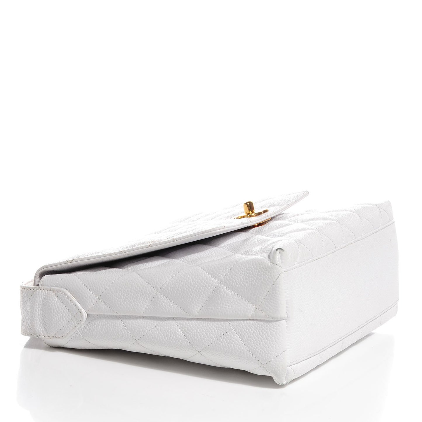 Caviar Quilted Shoulder Flap Bag White