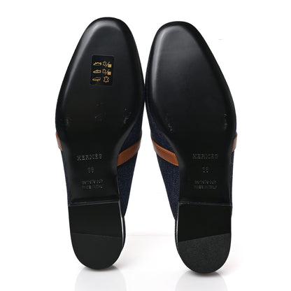 Hermes Calfskin Denim Oz Mules 36 Bleu Brut Gold 5 of 8