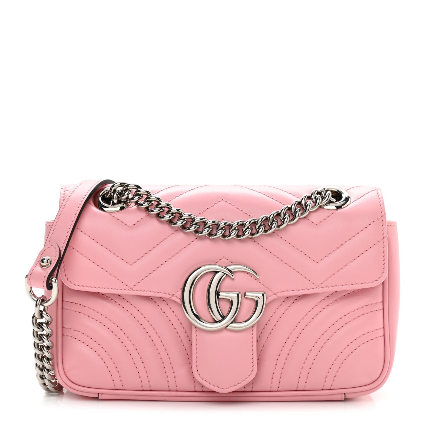 Calfskin Matelasse Mini GG Marmont Shoulder Bag Wild Rose
