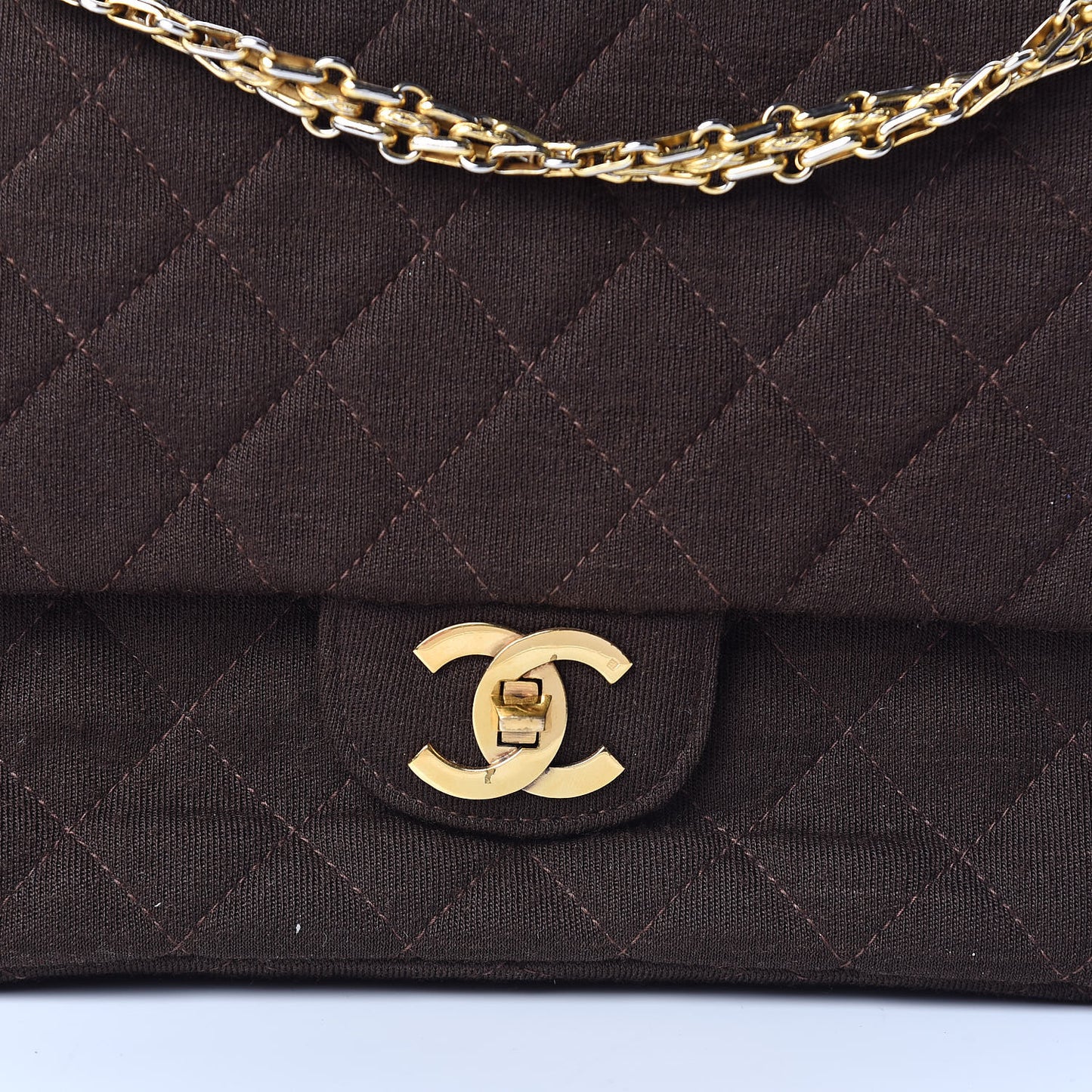 Jersey Quilted Small Double Flap Brown