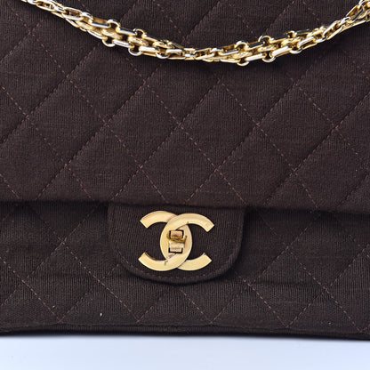 Chanel Jersey Quilted Small Double Flap Brown 9 of 9