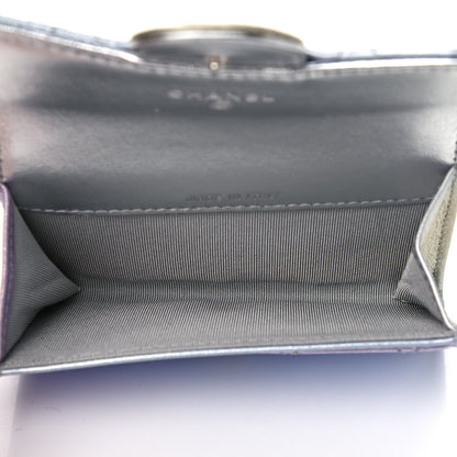 Chanel Gradient Metallic Calfskin Quilted Flap Card Holder Wallet Silver Blue Yellow Purple 6 of 10