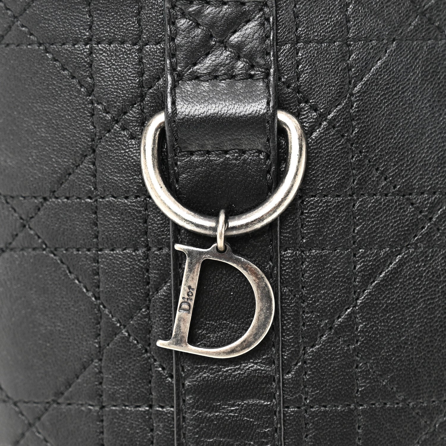Christian Dior Lambskin Cannage Tall Flat Boots 37.5 Black 9 of 10