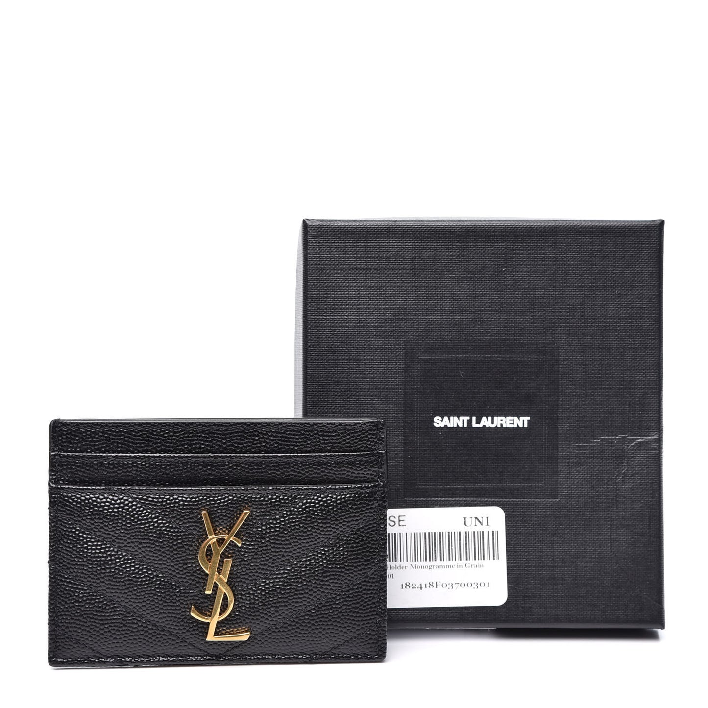 Grain De Poudre Matelasse Chevron Monogram Credit Card Case Black
