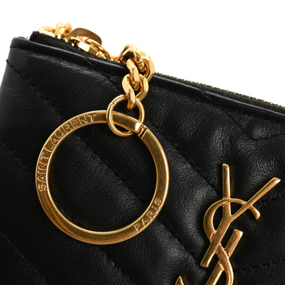 Saint Laurent Calfskin Matelasse Monogram Key Pouch Black 10 of 14