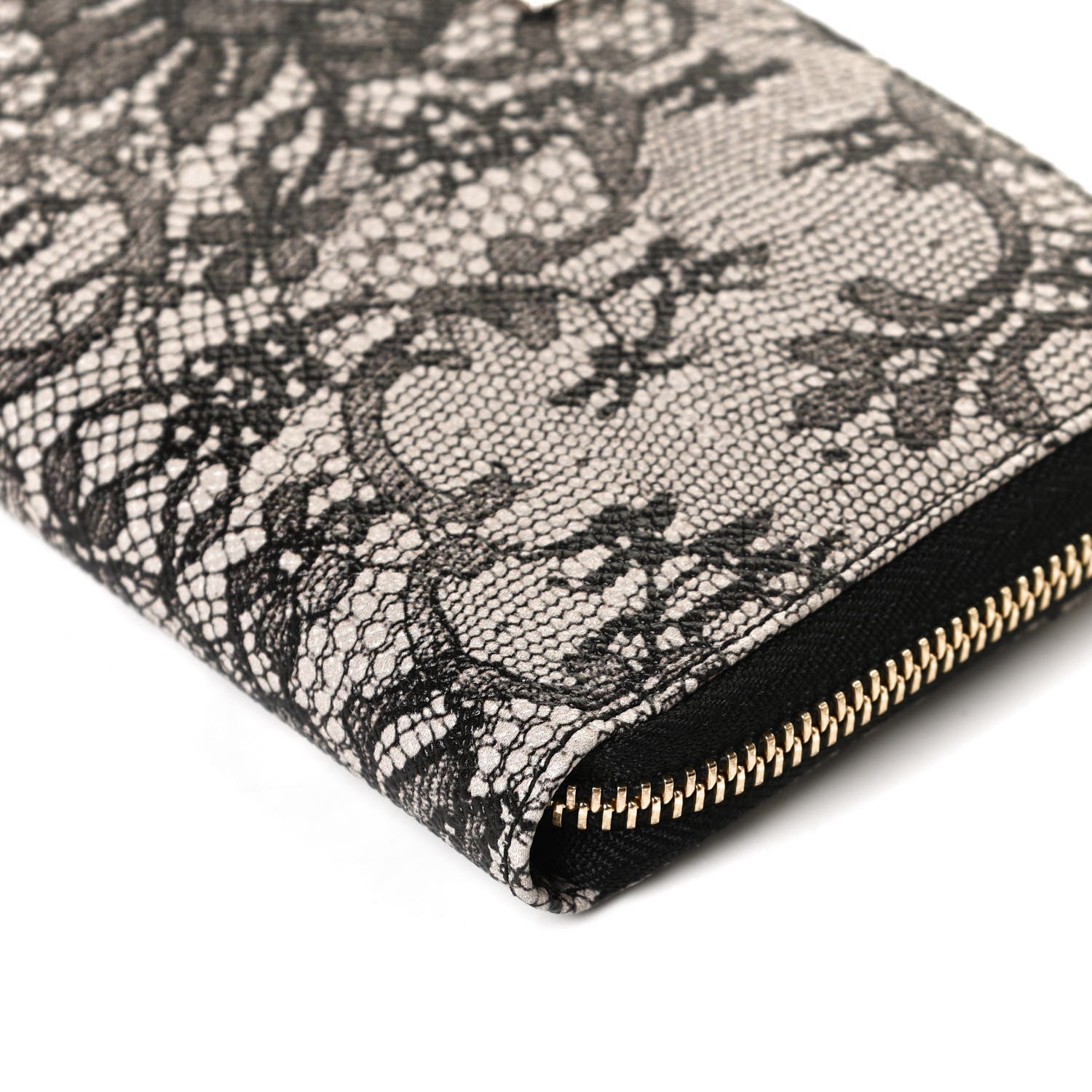 Dolce & Gabbana Dauphine Lace Print Zip Around Wallet Black 9 of 11