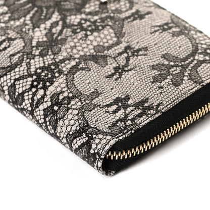 Dolce & Gabbana Dauphine Lace Print Zip Around Wallet Black 9 of 11