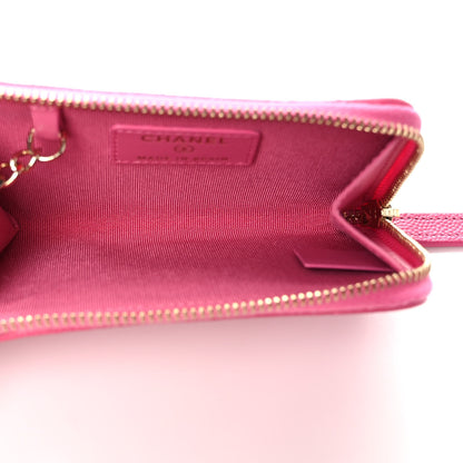 Chanel Caviar Quilted Zipped Key Holder Case Pink 6 of 9