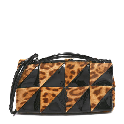 Saint Laurent Patent Pony Hair Leopard Print Patchwork Monochrome Monogram Medium Jamie Natural Black 1 of 10