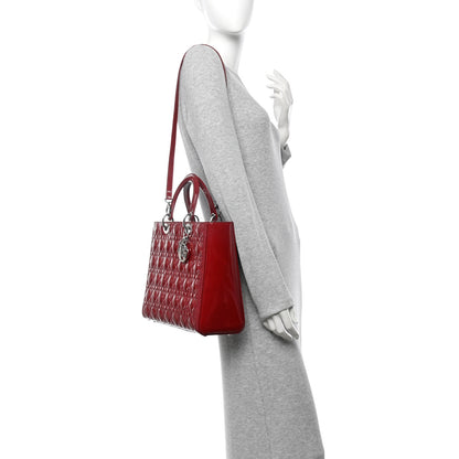 Christian Dior Patent Cannage Large Lady Dior Red 2 of 12