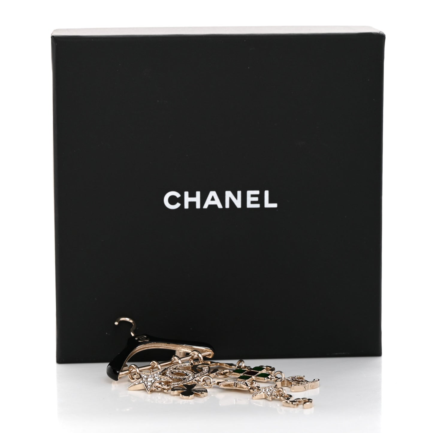 Crystal Gripoix CC Charms Hanger Brooch Gold