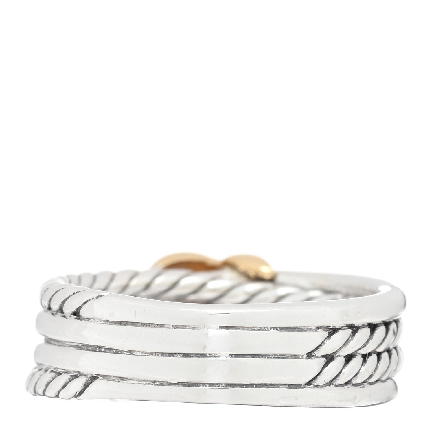 David Yurman Sterling Silver 18K Yellow Gold 6mm X Crossover Ring 51 5.75 3 of 5