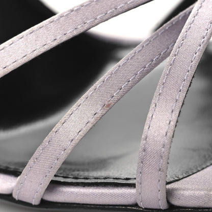 Saint Laurent Crepe Satin Baliqua 105 Ankle Strap Sandals 37.5 Poly Grey 10 of 11