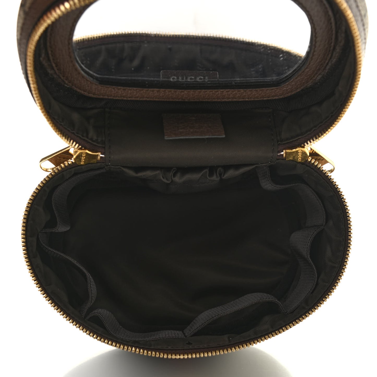 GG Supreme Monogram Textured Calfskin Web Ophidia Vanity Cosmetic Case Beige Ebony New Acero