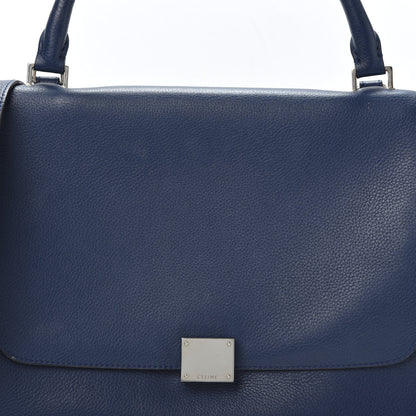 Celine Drummed Calfskin Suede Medium Trapeze Navy 8 of 8