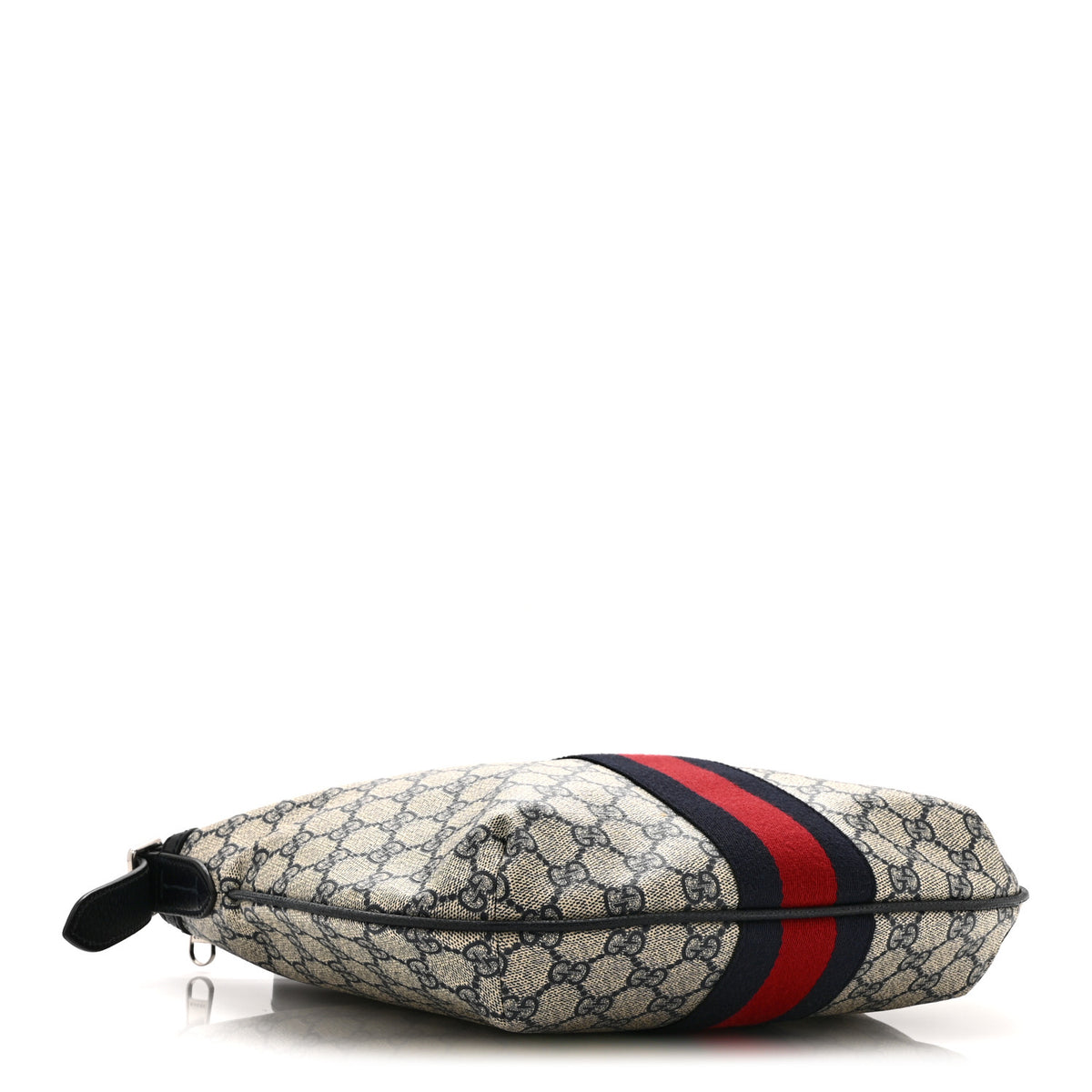 Gucci GG Supreme Monogram Textured Dollar Calfskin Web Small Ophidia Half Moon Hobo Beige Blue 4 of 11