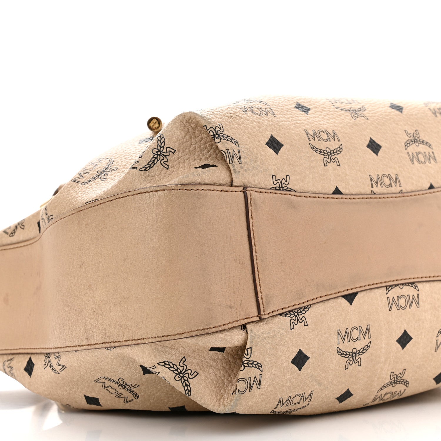 MCM Visetos Drawstring Bucket Bag Beige 9 of 14