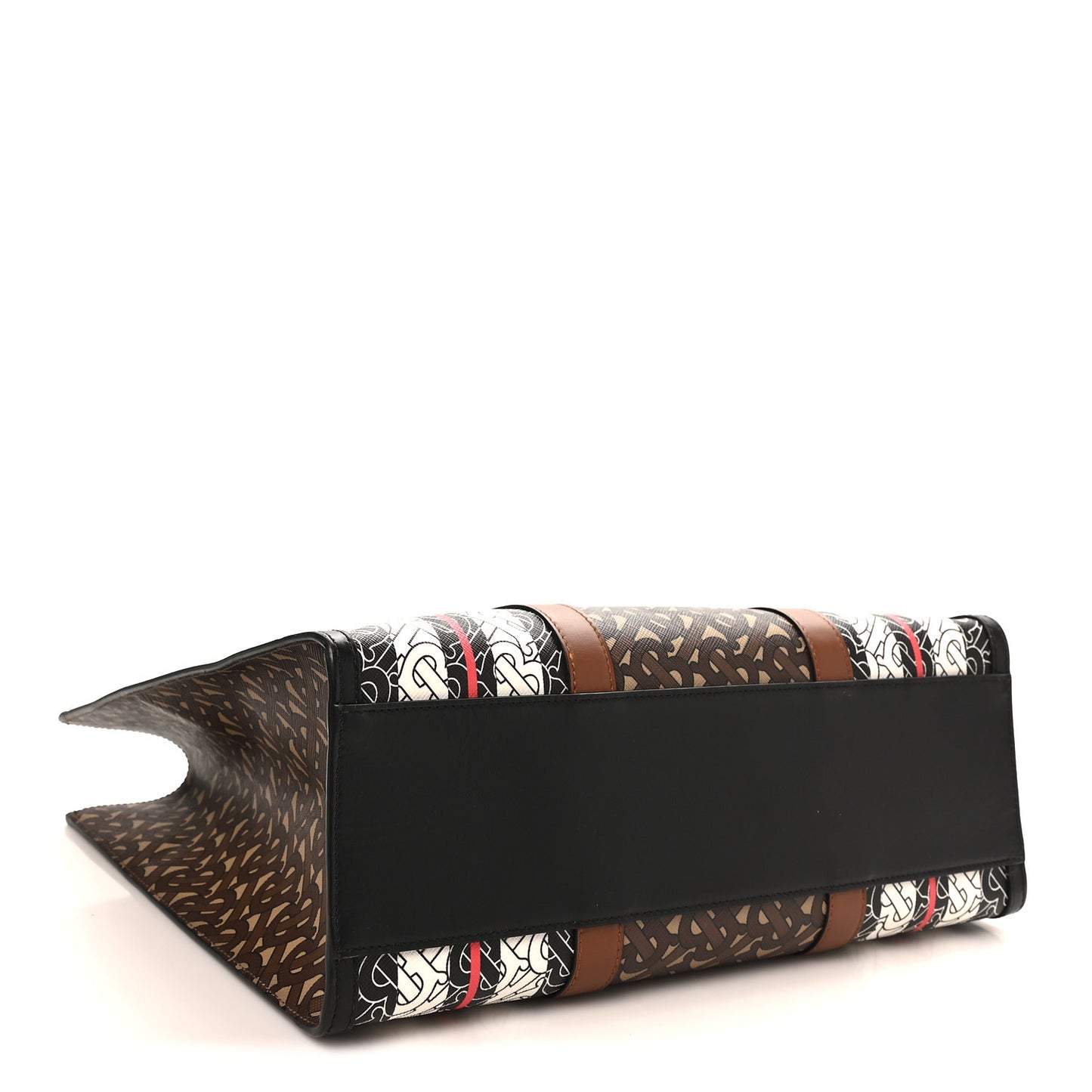 E-Canvas Monogram Stripe Book Tote Black Bridle Brown
