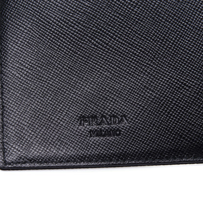 Prada Canvas Saffiano Metal Checkbook Cover Black 7 of 9