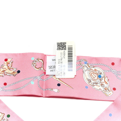 Hermes Silk Les Cles A Pois Twilly Rose Beige Multicolor 3 of 5