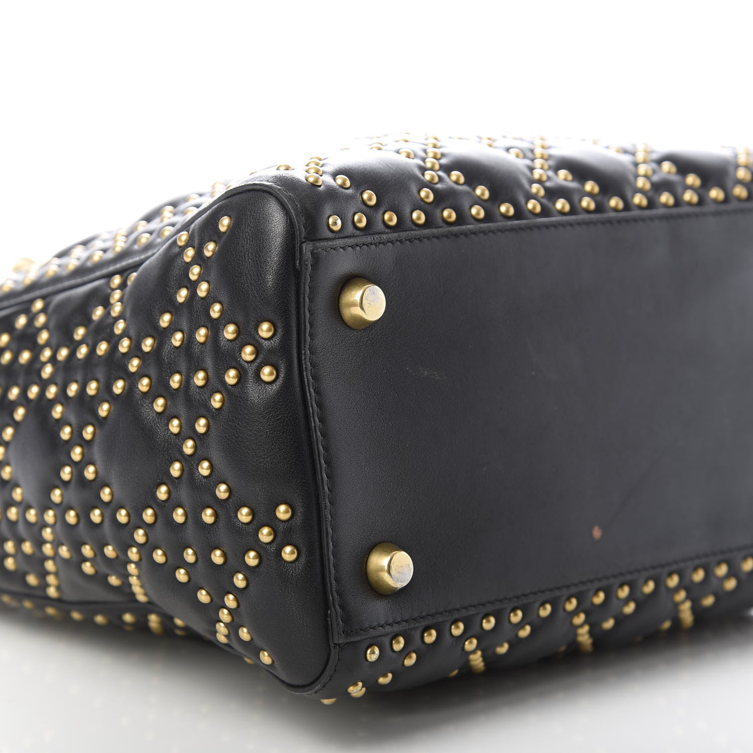 Christian Dior Calfskin Cannage Studded Medium Supple Lady Dior Black 6 of 9