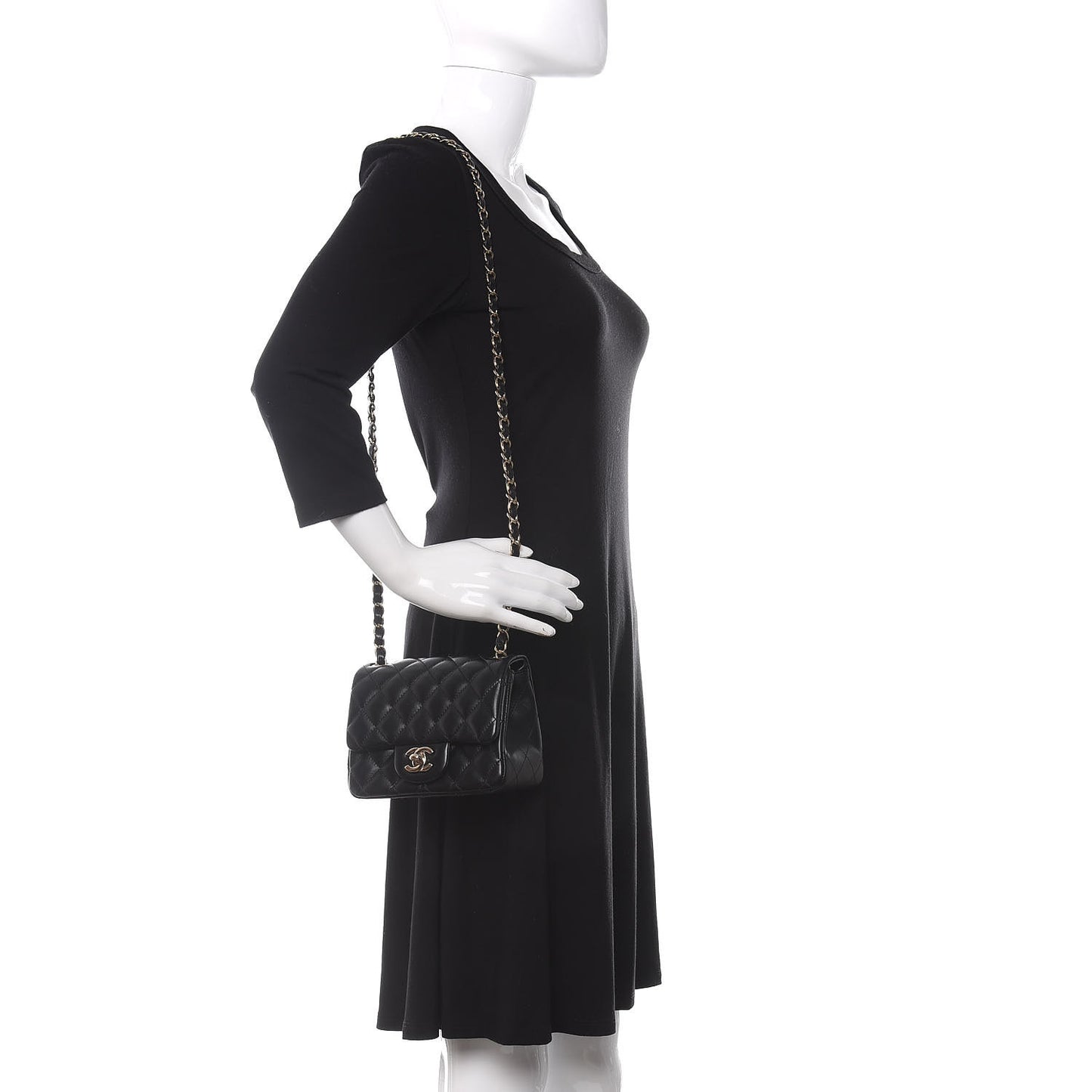 Lambskin Quilted Mini Square Flap Black