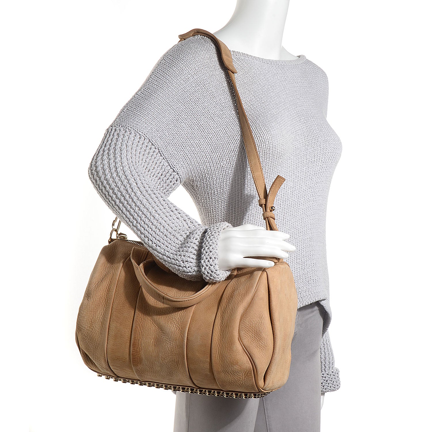Alexander Wang Tumbled Nubuck Rocco Tan with Pale Gold Hardware 2 of 7