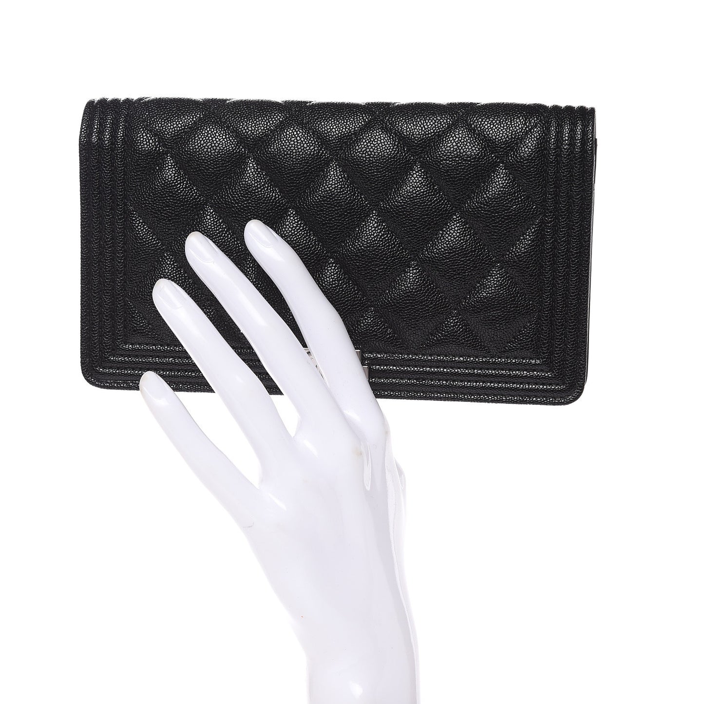 Caviar Quilted Boy Yen Wallet Black