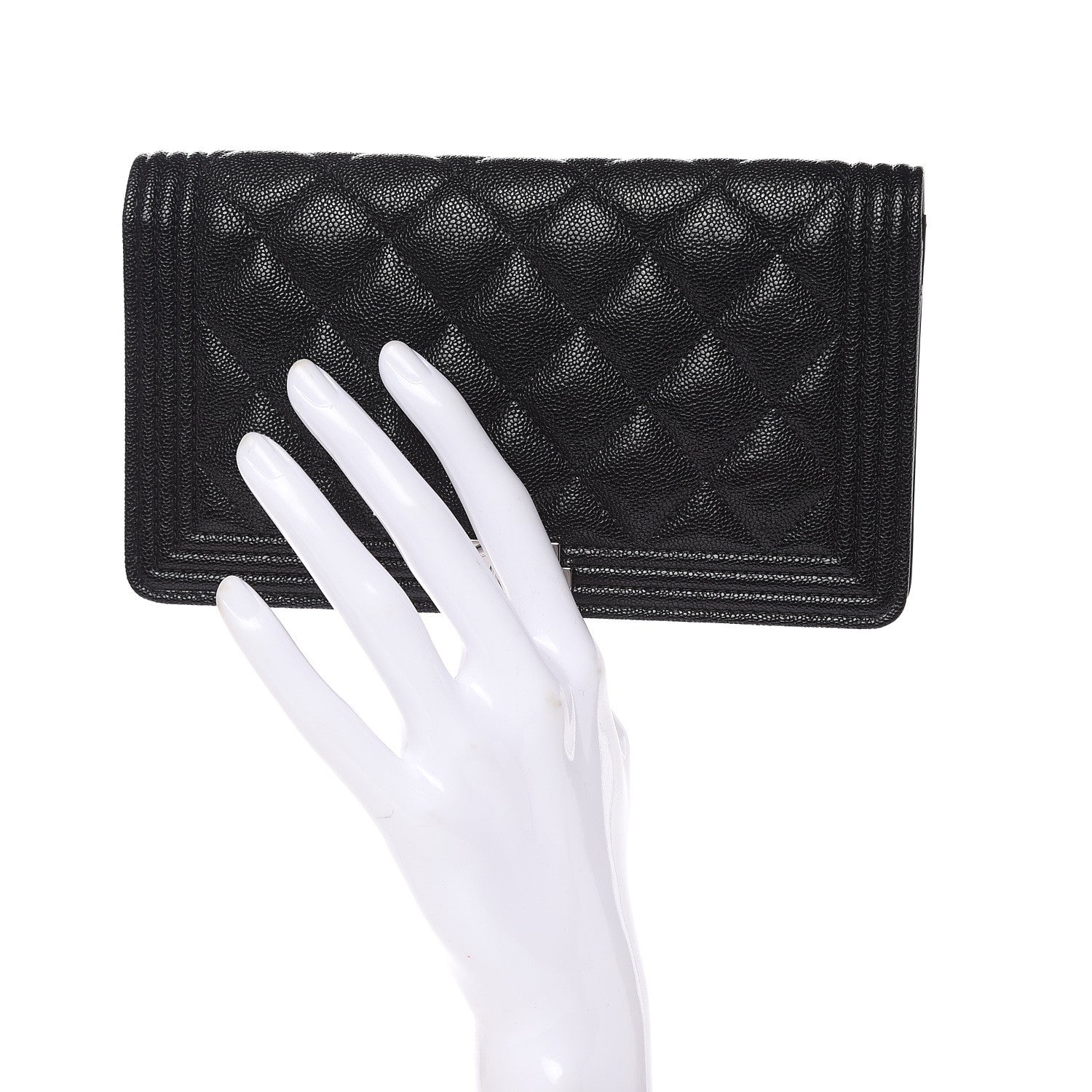 Chanel Caviar Quilted Boy Yen Wallet Black 2 of 9