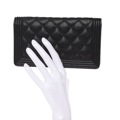 Chanel Caviar Quilted Boy Yen Wallet Black 2 of 9