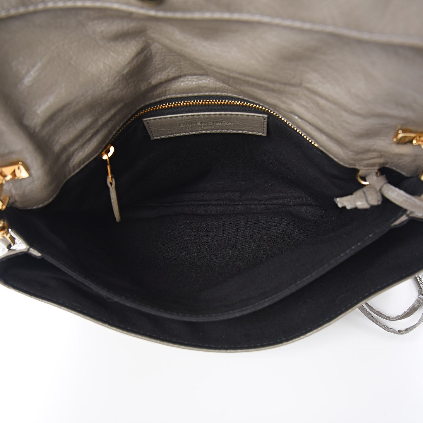 Agneau Giant 12 Gold Hardware Envelope Strap Clutch Beige Liege