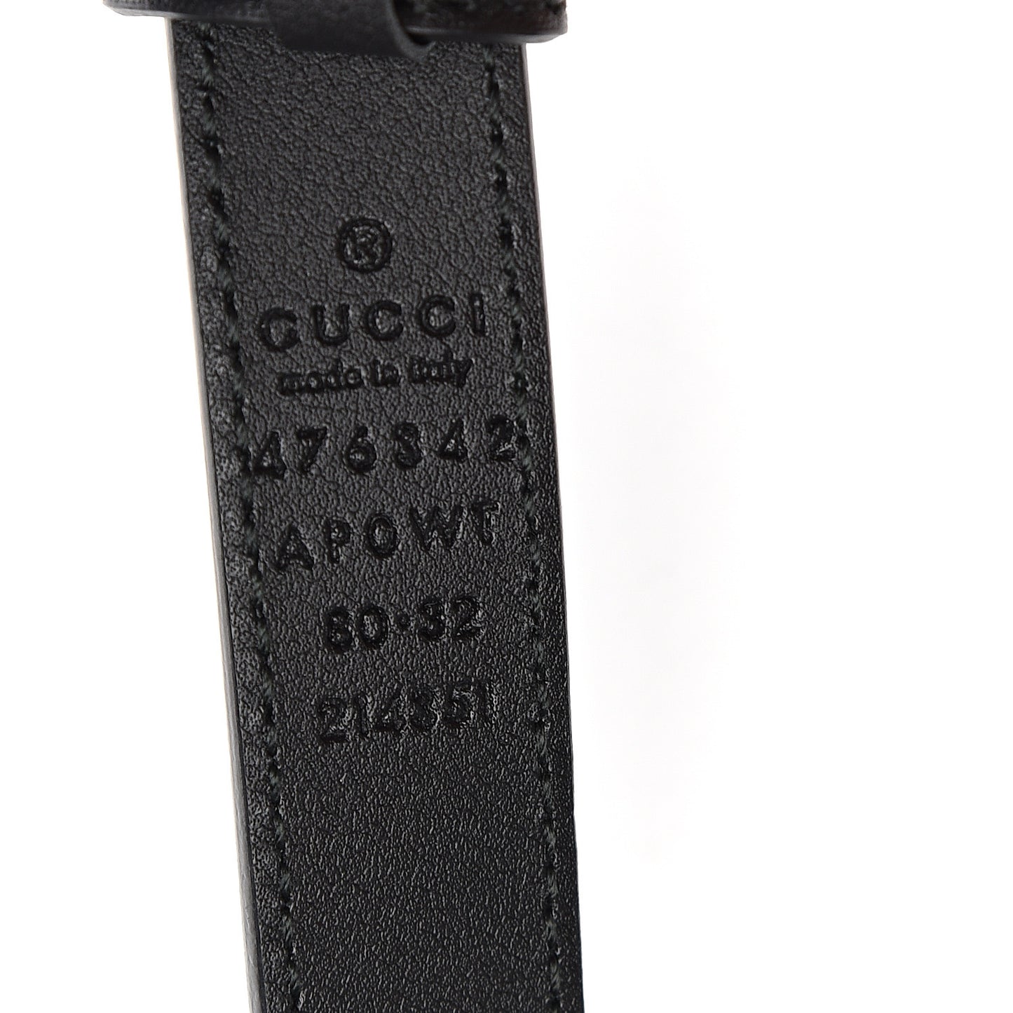 Moon Calfskin Pearl Double G 20mm Belt 80 32 Black Cream