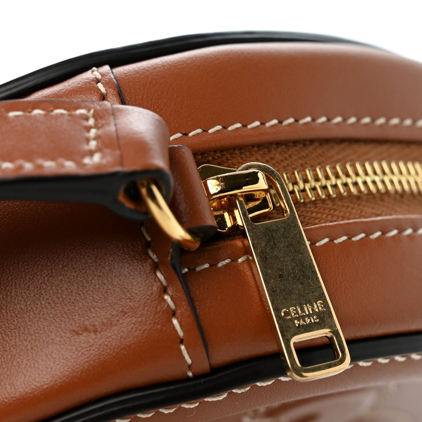 Smooth Calfskin Cuir Small Triomphe Oval Crossbody Purse Tan