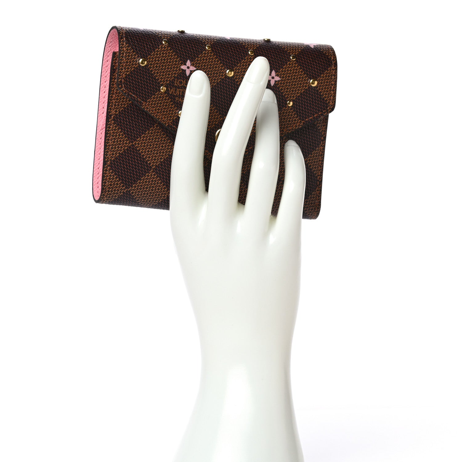 Louis Vuitton Damier Ebene Studded Victorine Wallet 2 of 12