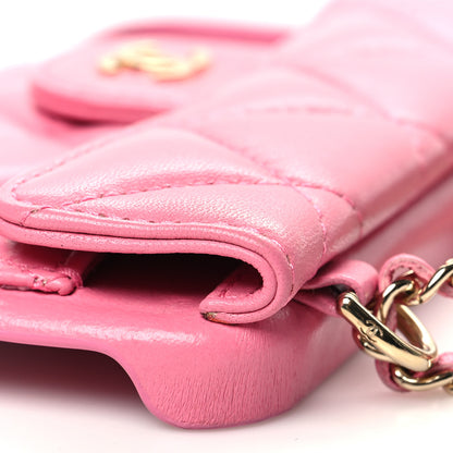 Chanel Lambskin Quilted Pearl Crush iPhone XII Pro Holder With Chain Pink 10 of 12