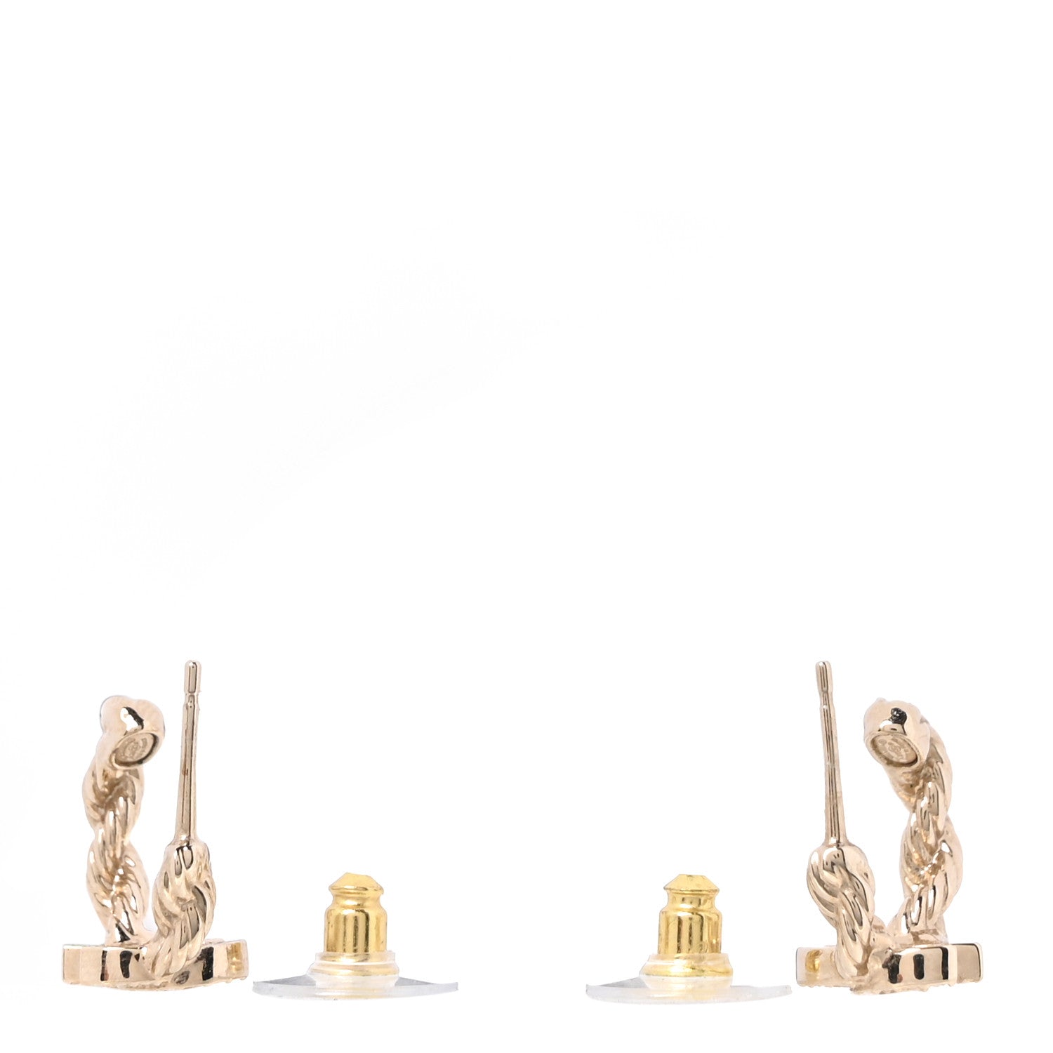 Chanel Crystal CC Hoop Earrings Gold 3 of 4