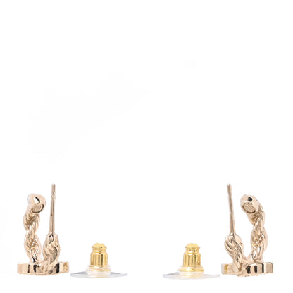 Chanel Crystal CC Hoop Earrings Gold 3 of 4