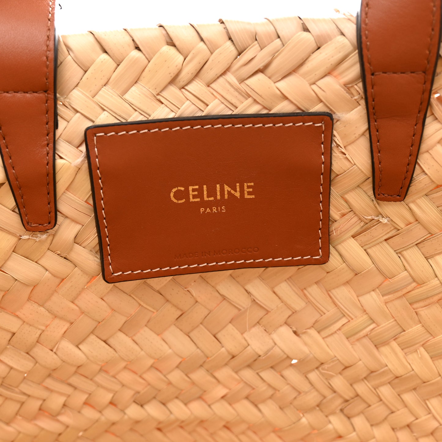 Palm Leaf Calfskin Triomphe Teen Panier Tan
