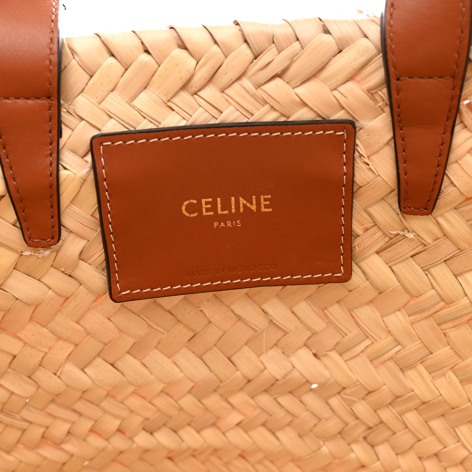 Celine Palm Leaf Calfskin Triomphe Teen Panier Tan 6 of 9