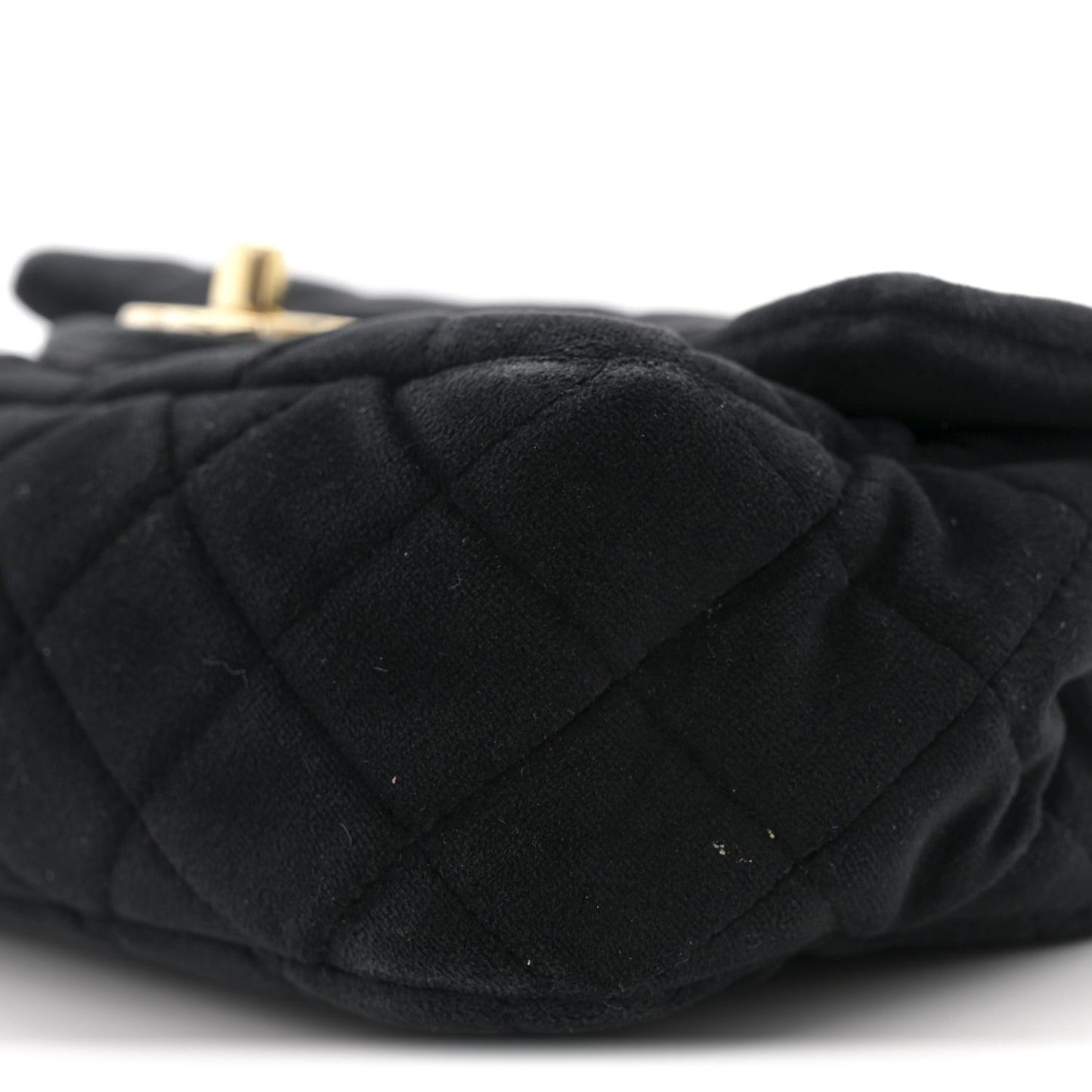 Velvet Quilted Mini Rectangular Pearl Crush Flap Black