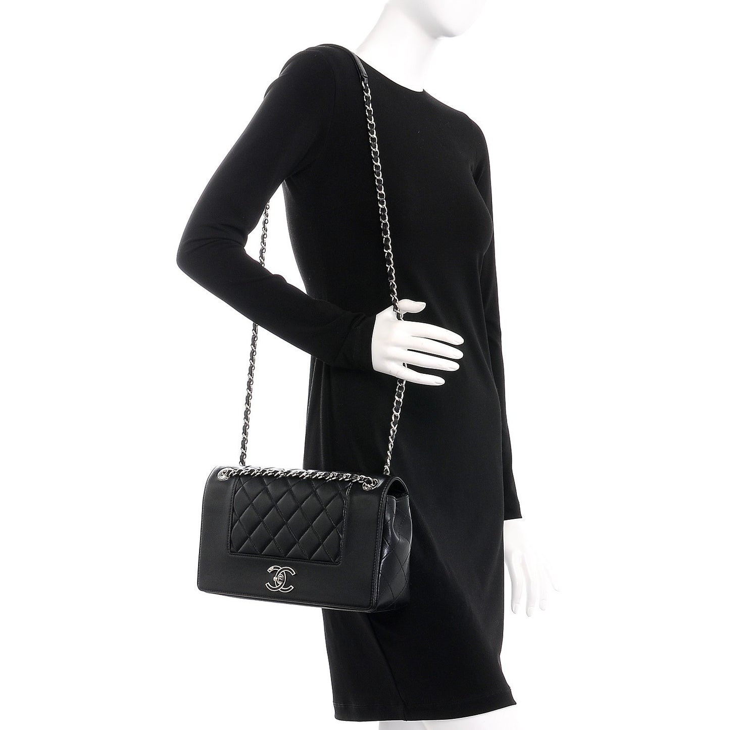 Sheepskin Quilted Vintage Mademoiselle Flap Black