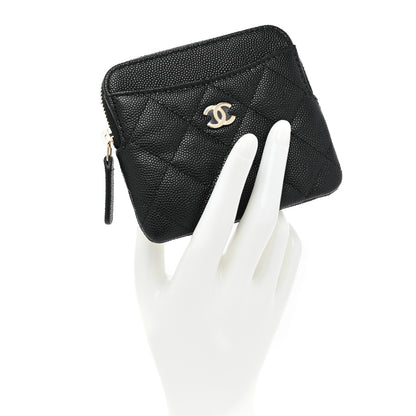Chanel Caviar Quilted Zip Card Holder Wallet Black 2 of 8