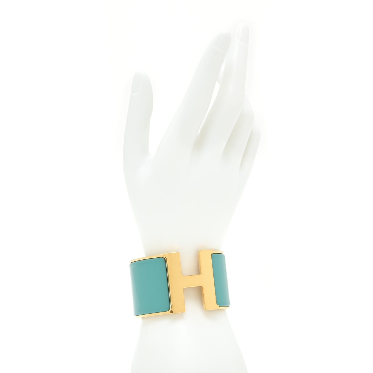 Hermes Enamel Extra Wide Clic Clac H Bracelet PM Emeraude 2 of 6