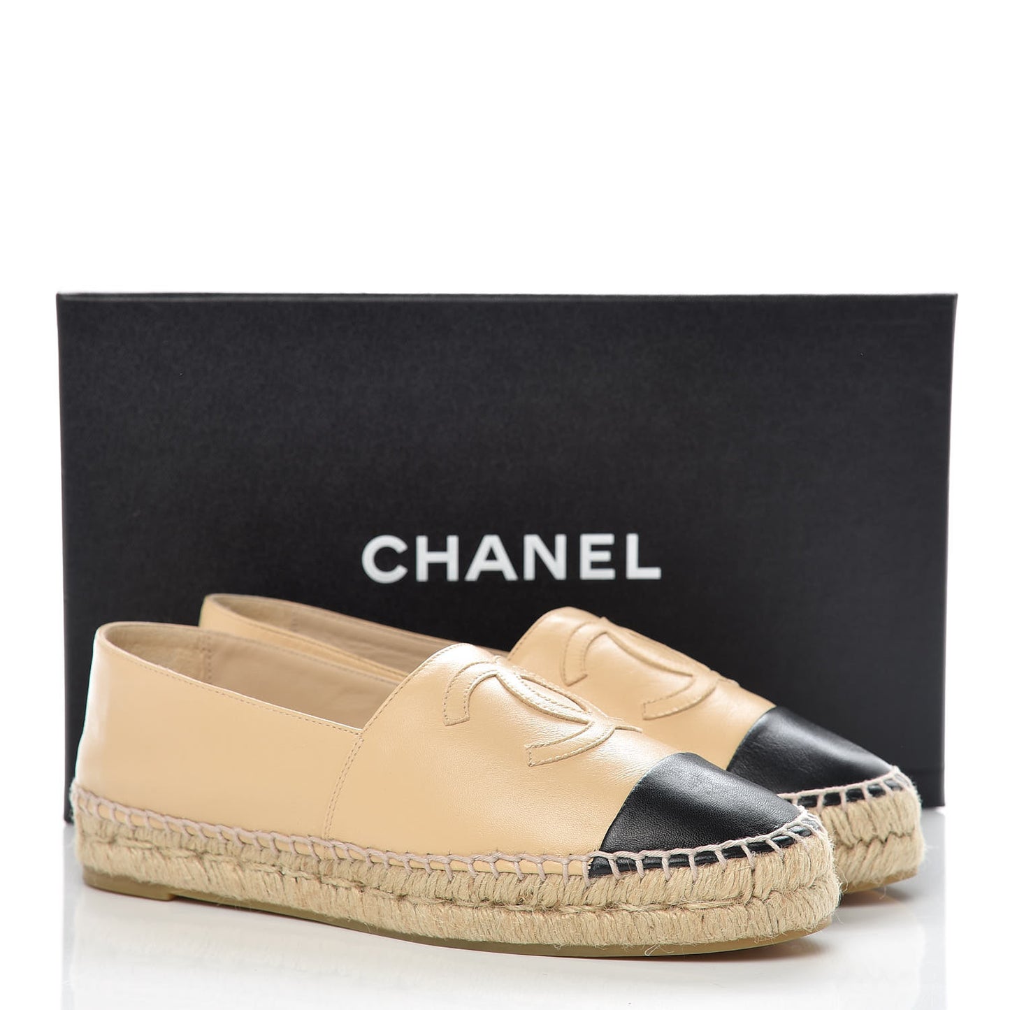 Lambskin CC Espadrilles 37 Beige Black