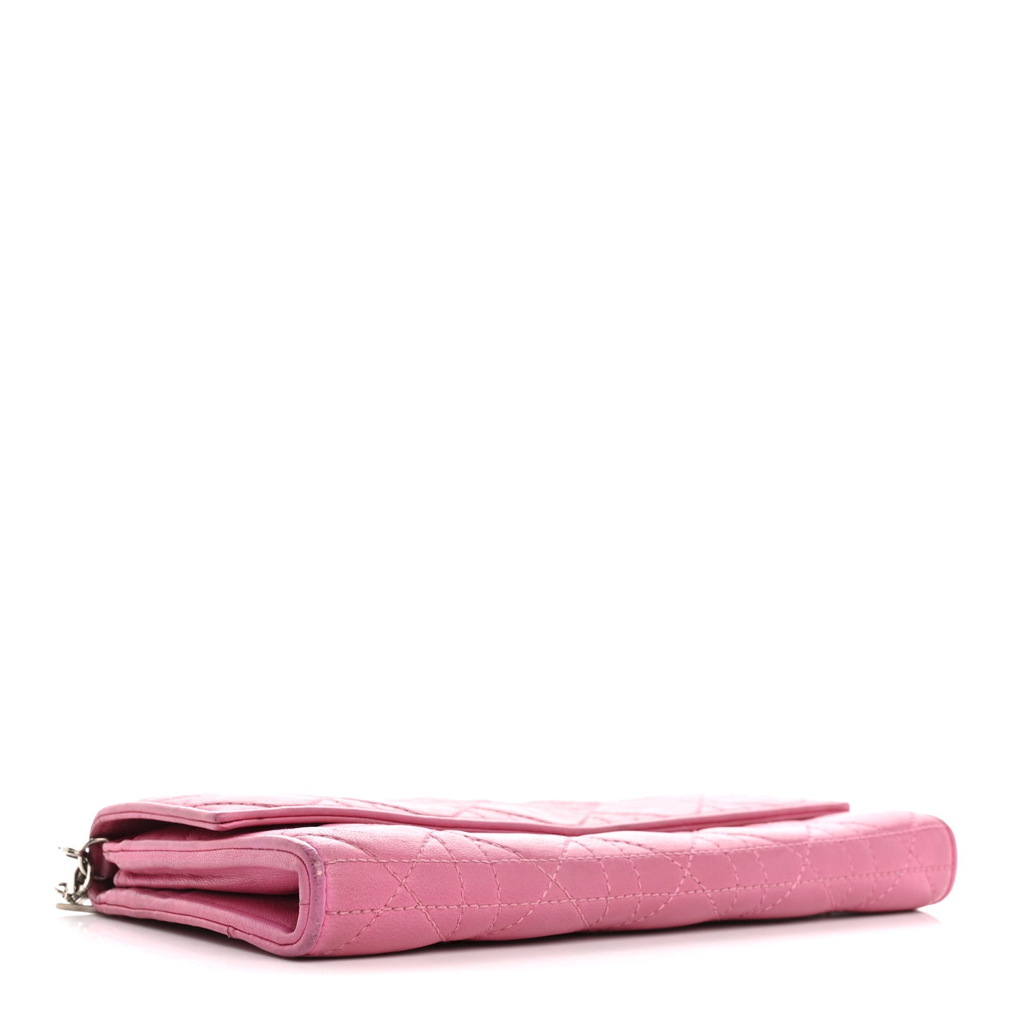 Lambskin Cannage Lady Dior Rendezvous Wallet On Chain Fuchsia