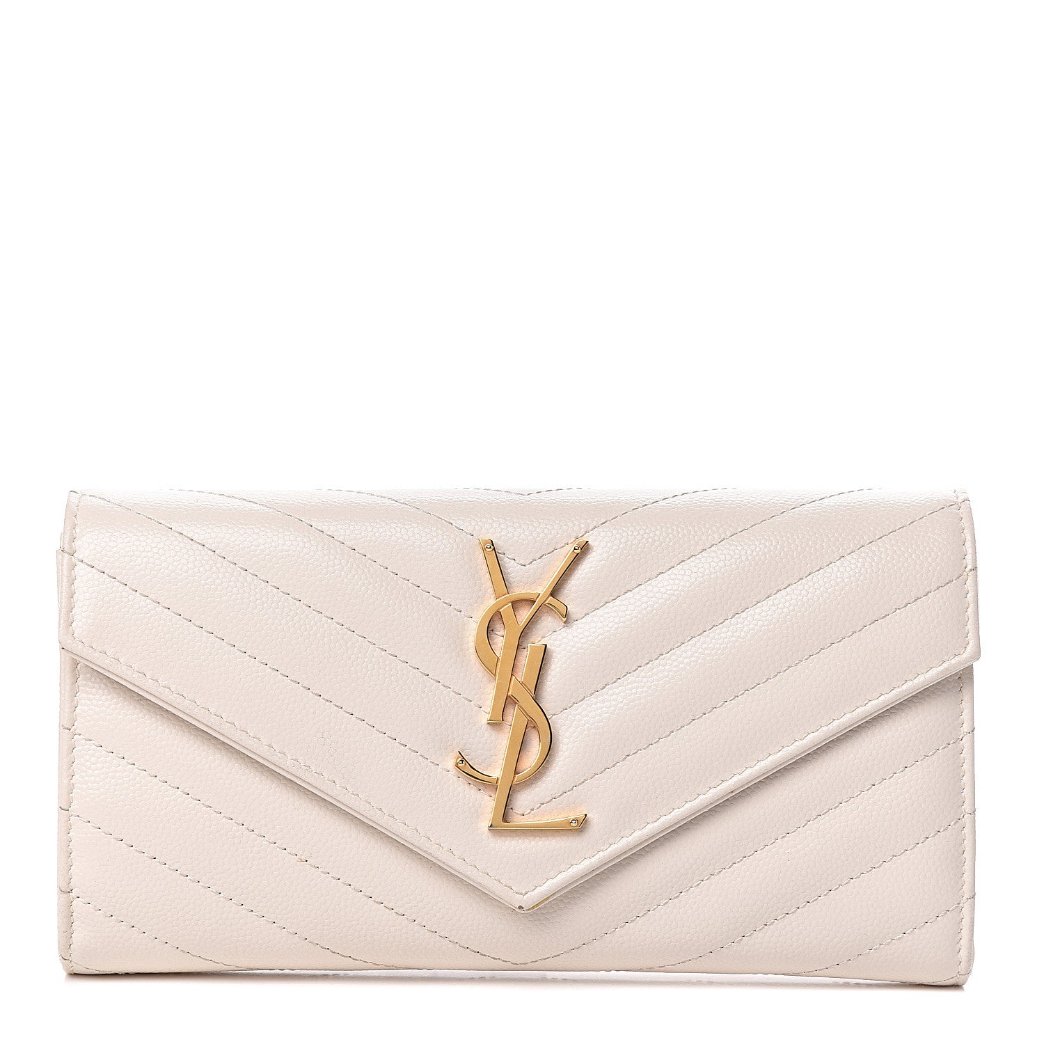 Saint Laurent Grain De Poudre Matelasse Large Monogram Flap Wallet Porcellana 1 of 11