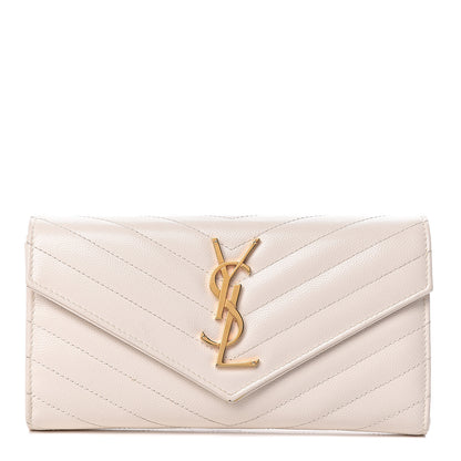 Saint Laurent Grain De Poudre Matelasse Large Monogram Flap Wallet Porcellana 1 of 11